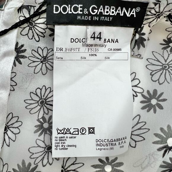 Dolce & Gabbana Tiered Ruffle Floral Silk Dress Sheer | Size: 44 - Picture 13 of 14